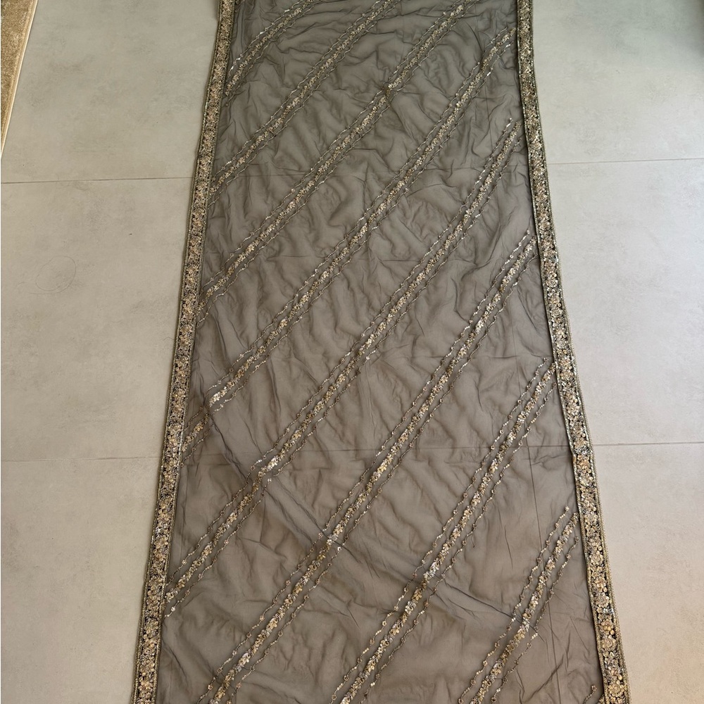 Lashkaraa Dark Grey Embellished Corset Style Lehenga - Picture 7 of 8